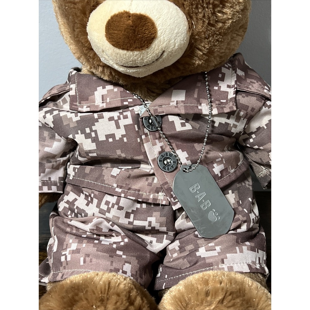 2015 Build A Bear Teddy Military Camo Army Soldier Outfit‎ Shirt, Pants, Dog Tag - Picture 3 of 5